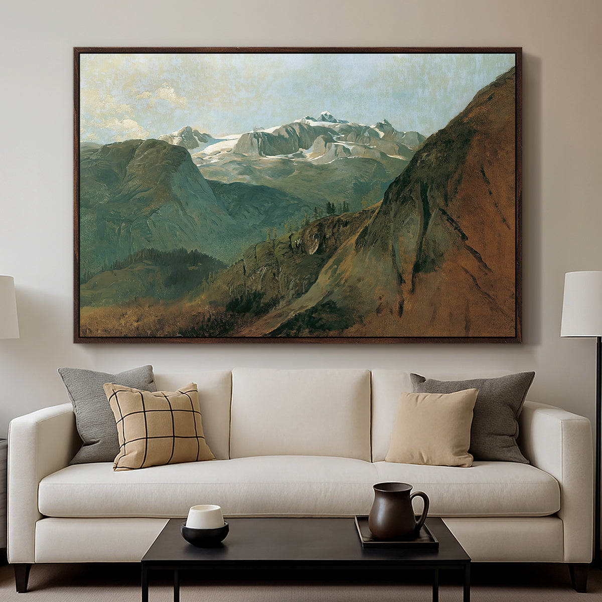 The Dachstein from the Plassen near Hallstatt, 1827 - Floater Framed Canvas Print