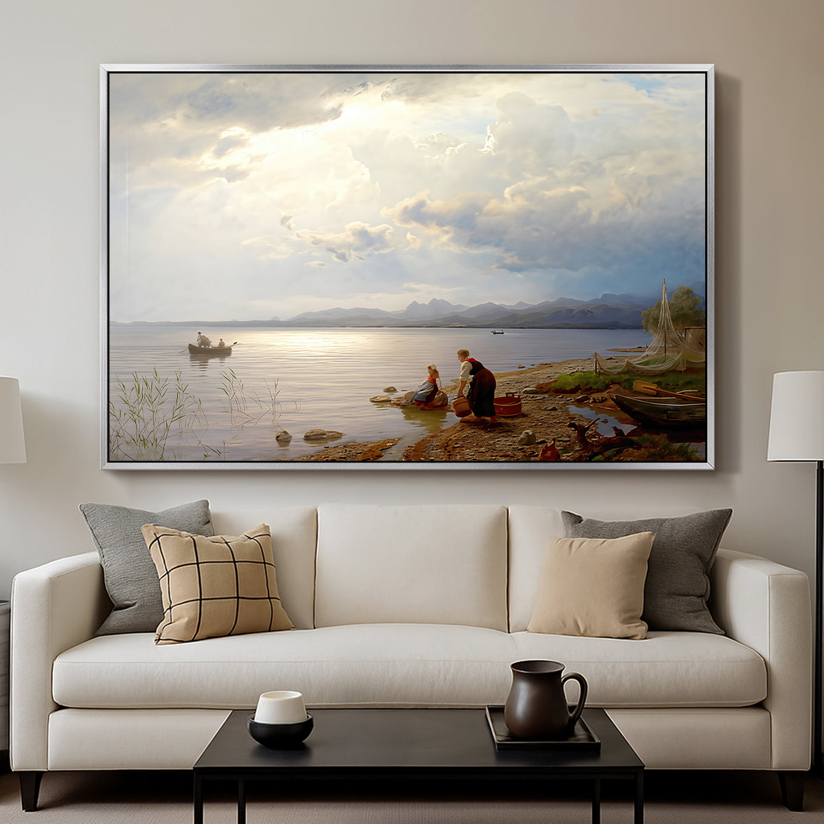 On the Banks of the Chiemsee, 1871 - Floater Framed Canvas Print