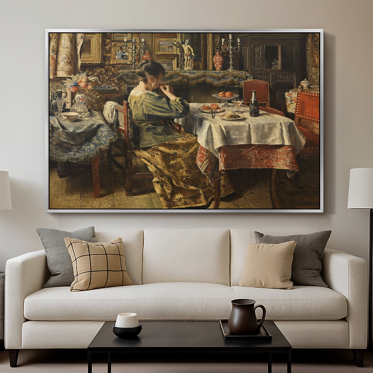 The Meal (De maaltijd), c. 1885 - Floater Framed Canvas Print