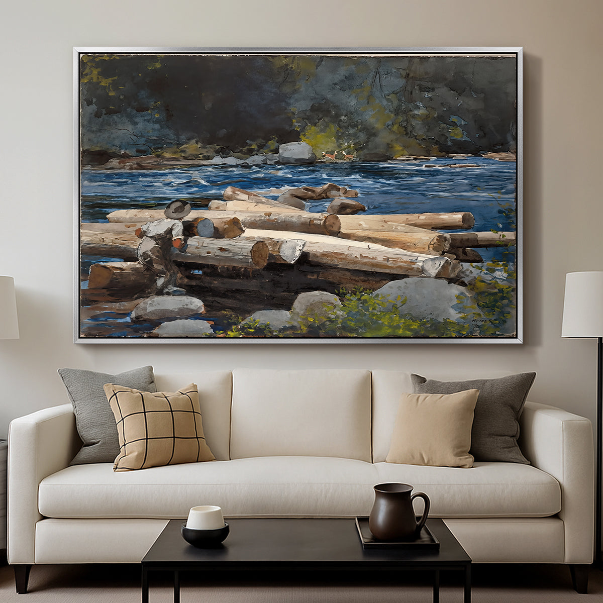 Hudson River, 1892 - Floater Framed Canvas Print