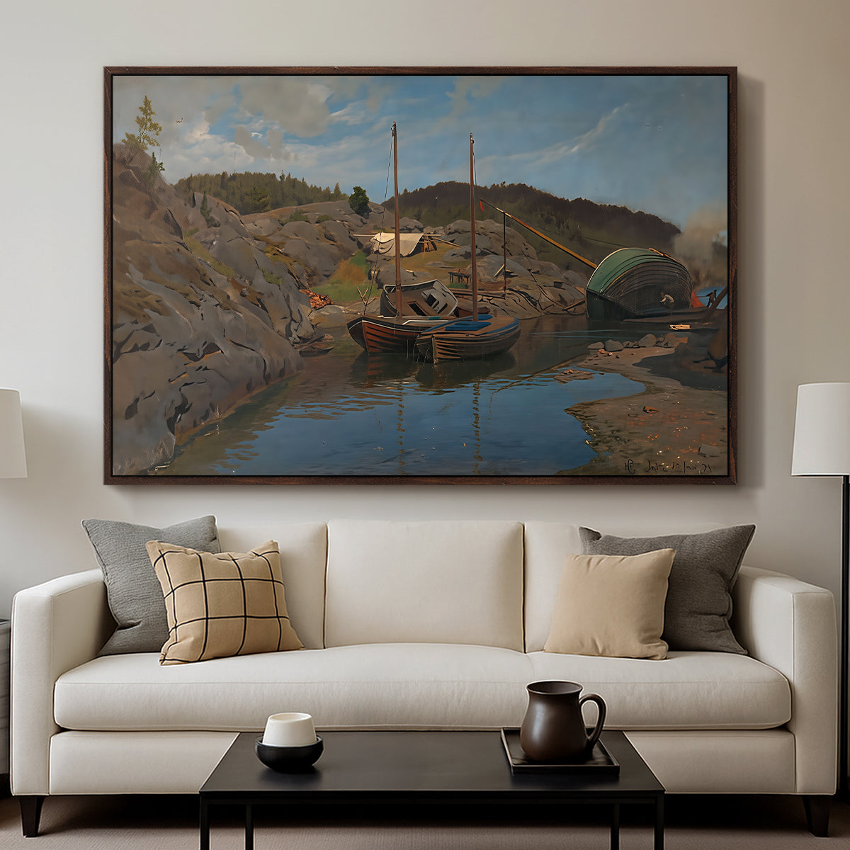 Pilotboats, 1875 - Floater Framed Canvas Print