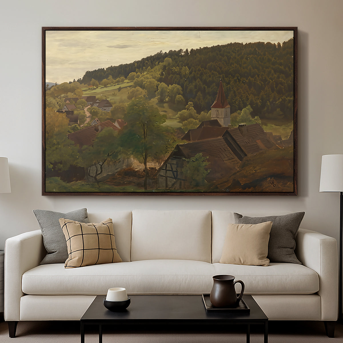Landscape from Ebersteinburg in Baden, 1876 - Floater Framed Canvas Print