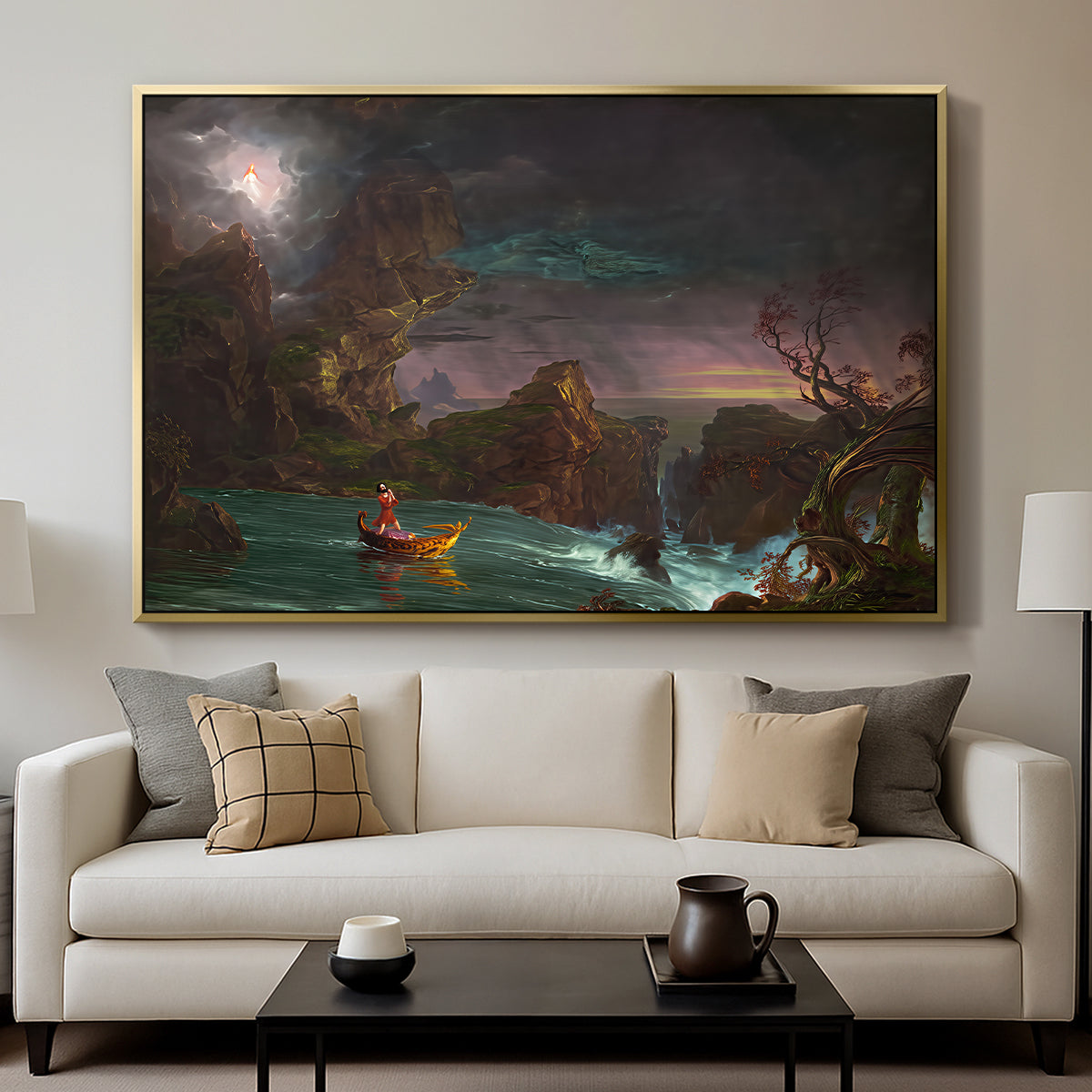 The Voyage of Life: Manhood, 1842 - Floater Framed Canvas Print
