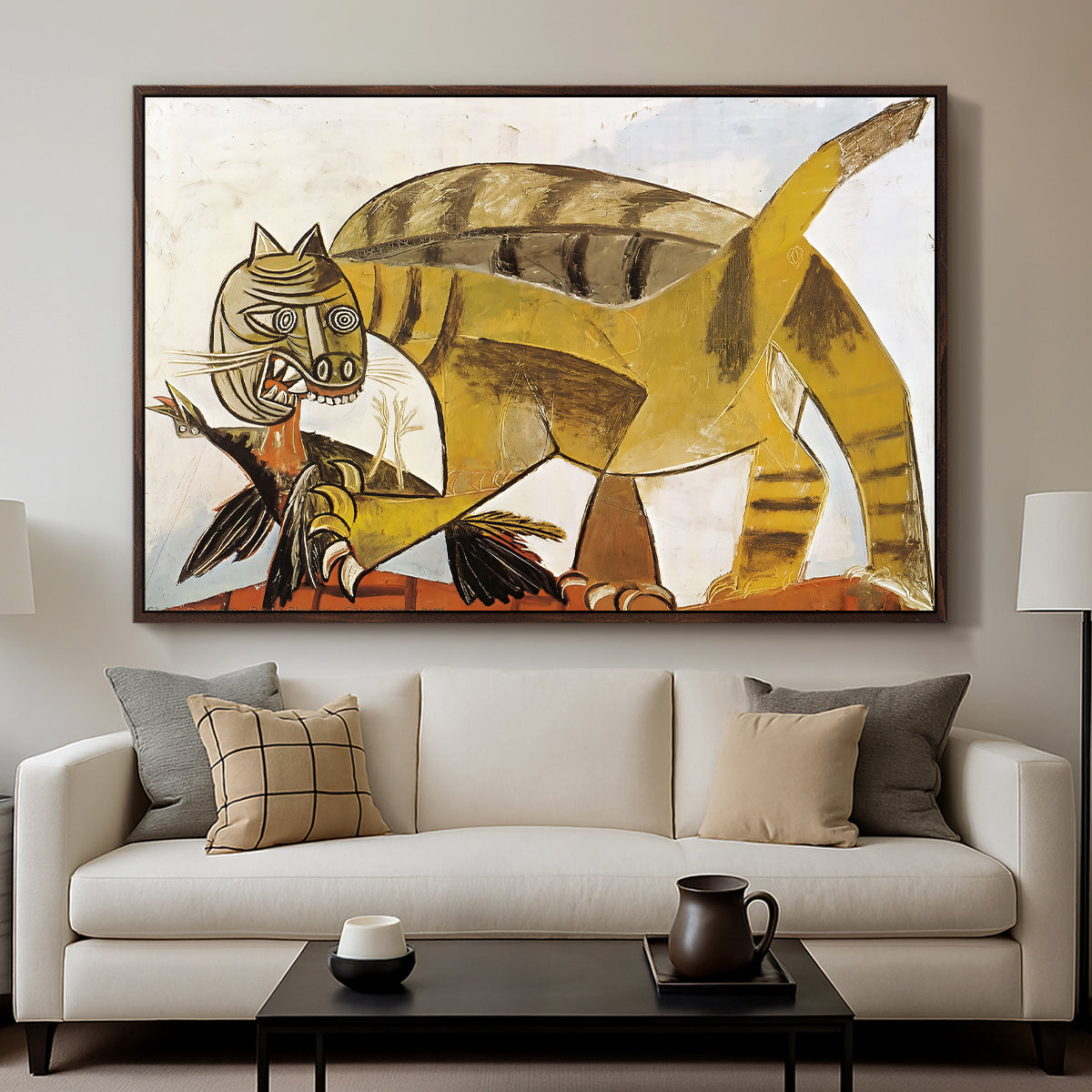 Cat Eating a Bird, 1939 - Floater Framed Canvas Print
