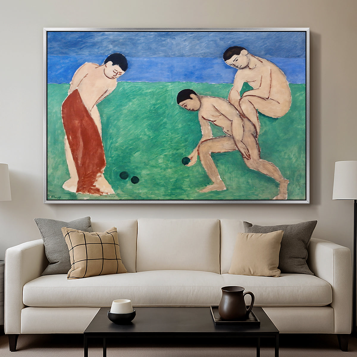 Game of Bowls, 1908 - Floater Framed Canvas Print