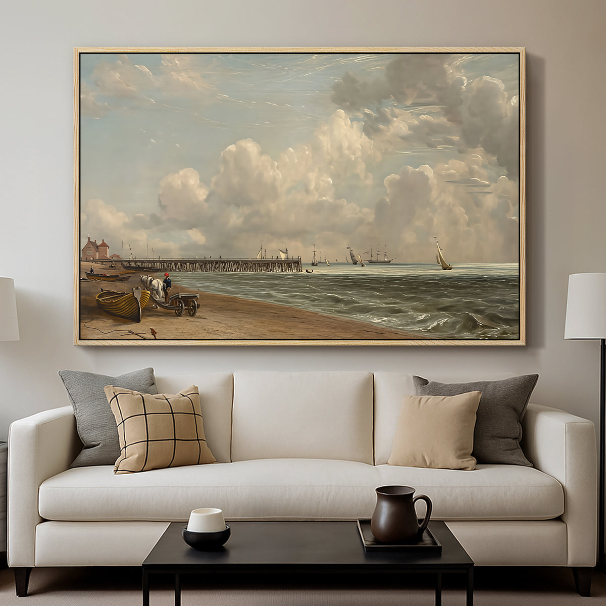 Yarmouth Jetty, 1822 - Floater Framed Canvas Print