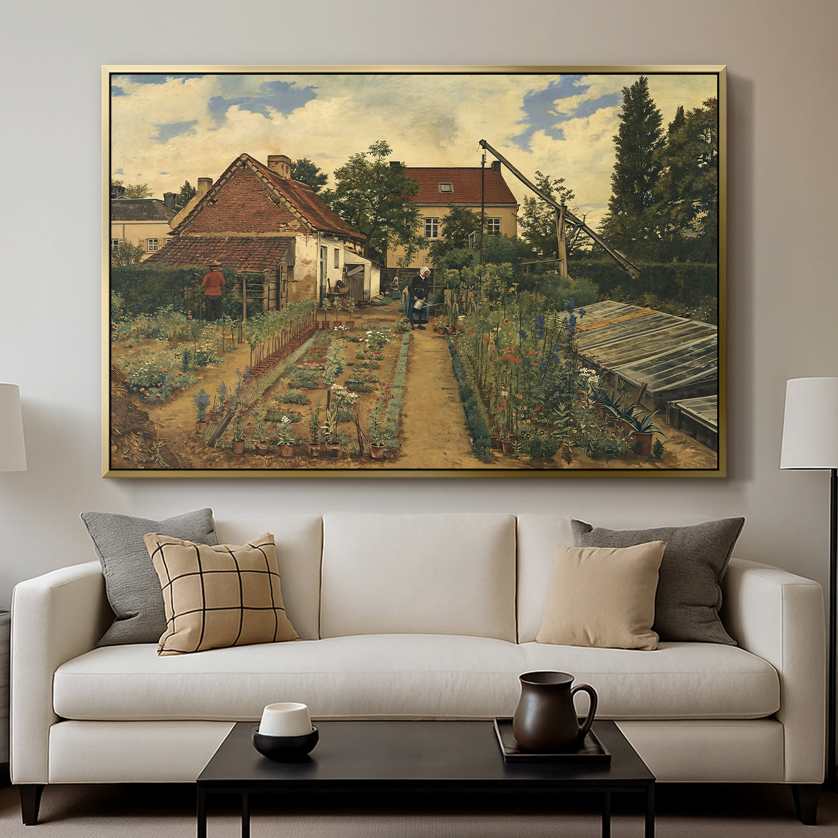 Garden of a Florist (The Flower Garden), 1864 - Floater Framed Canvas Print