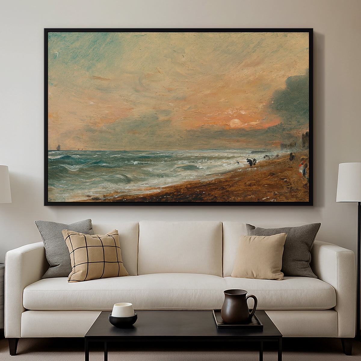 Hove Beach, c. 1824-1826 - Floater Framed Canvas Print