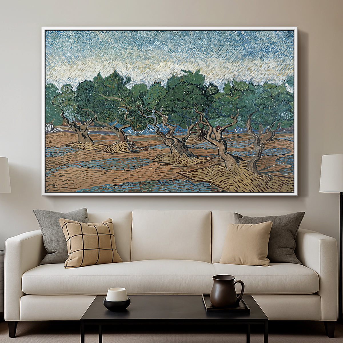 Olive Trees, 1889 - Floater Framed Canvas Print