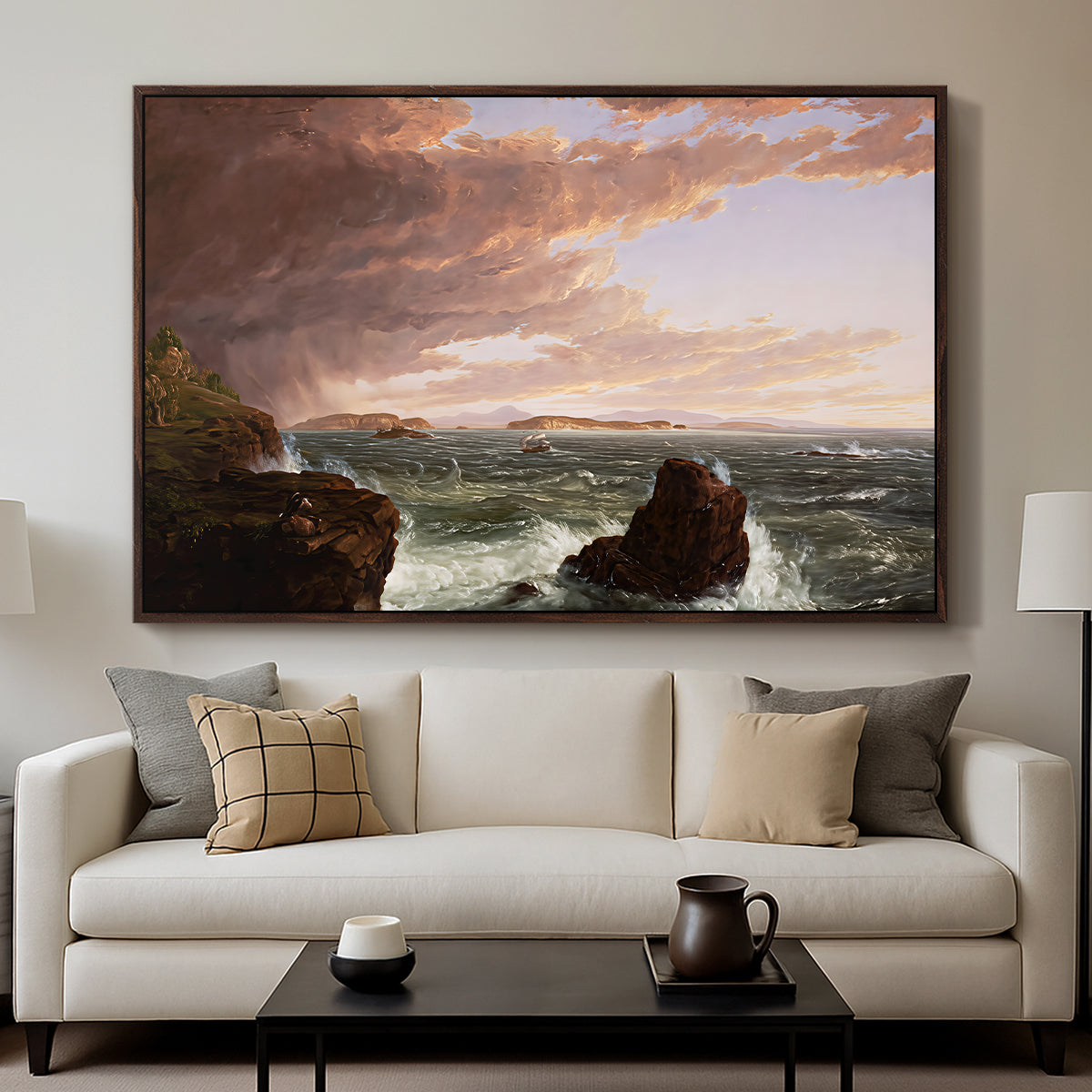 Views Across Frenchman's Bay from Mt. Desert Island, After a Squall, 1845 - Floater Framed Canvas Print