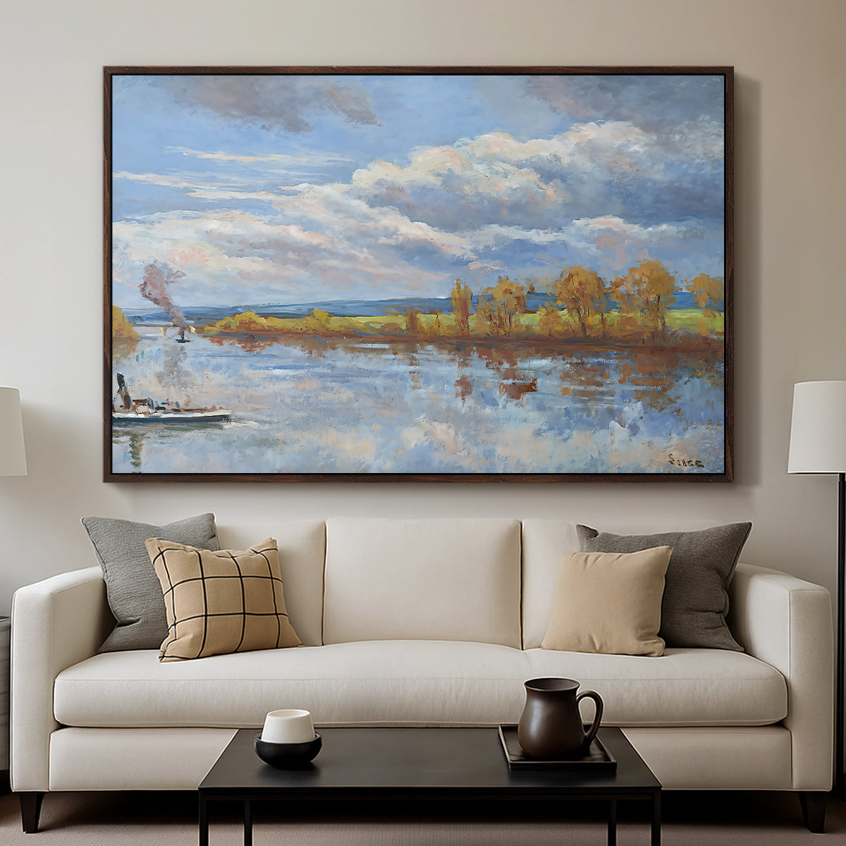 The Banks of the River Seine, 1893 - Floater Framed Canvas Print