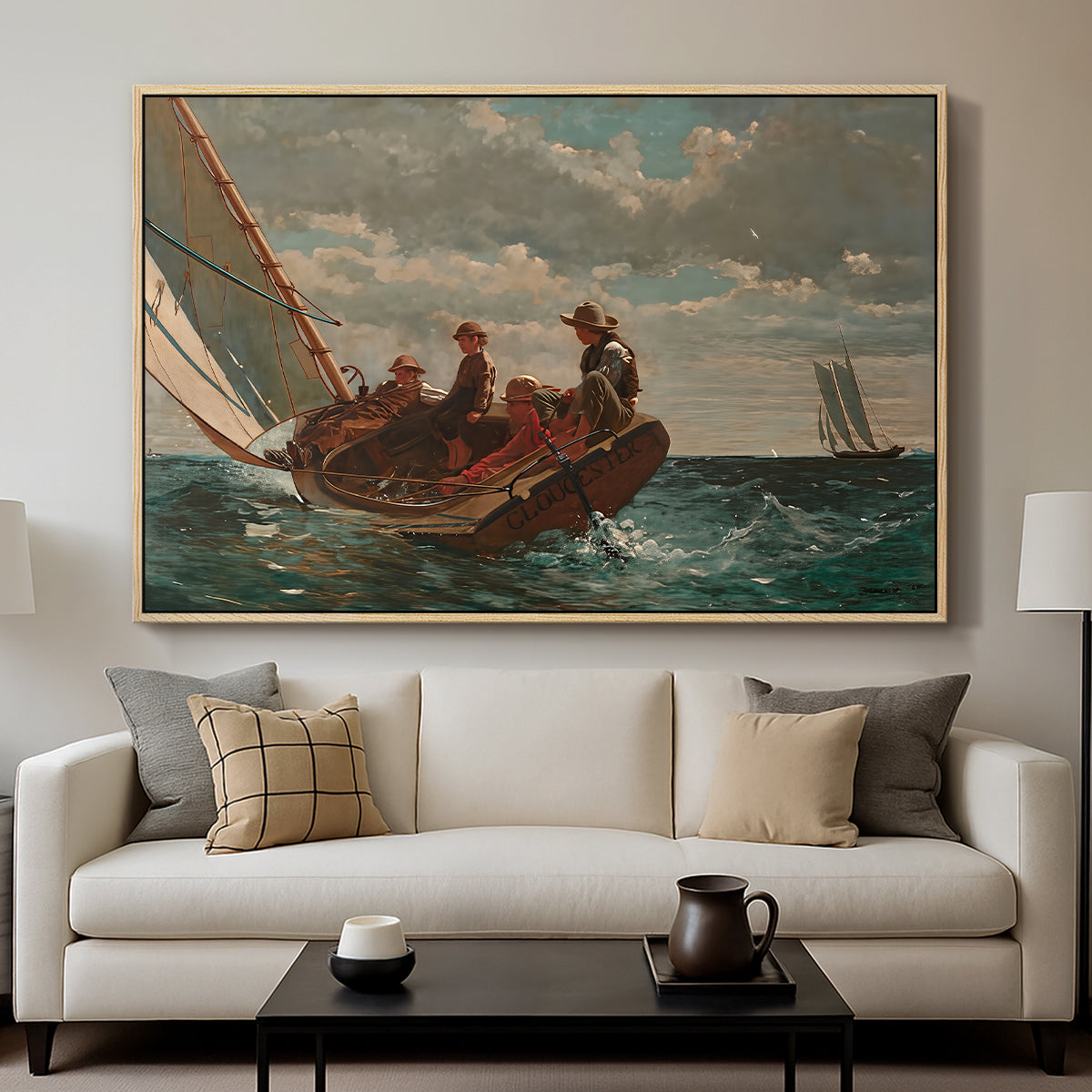 Breezing Up (A Fair Wind), 1873-1876 - Floater Framed Canvas Print