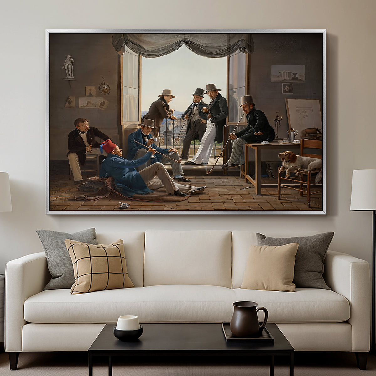 A Group of Danish Artists in Rome, 1837 - Floater Framed Canvas Print