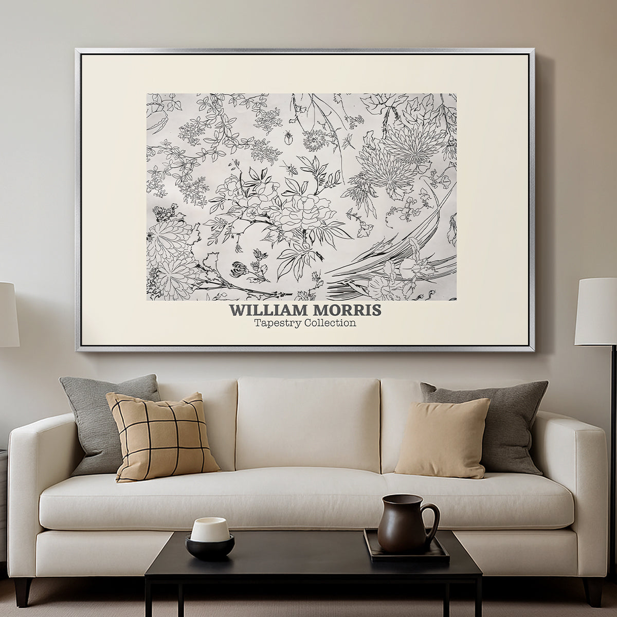 Fleurs, 1866 (Morris Inspired) - Floater Framed Canvas Print