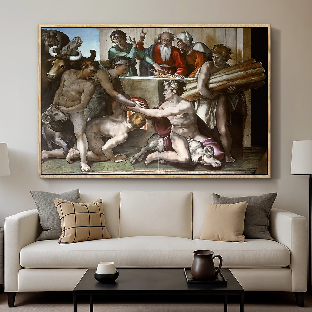 The Sacrifice of Noah (Sistine Chapel), 1509 - Floater Framed Canvas Print