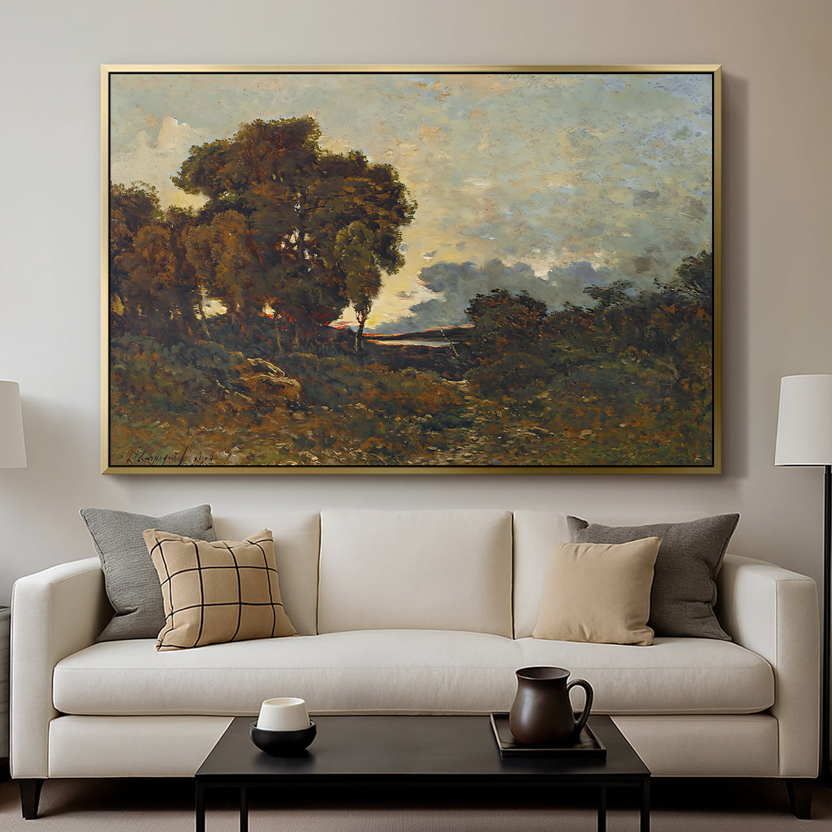 Sunset on the Allier (Soleil couchant sur l'Allier), 1904 - Floater Framed Canvas Print