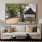 Danish Village Street with Woman and Milkman, 1880 - Floater Framed Canvas Print