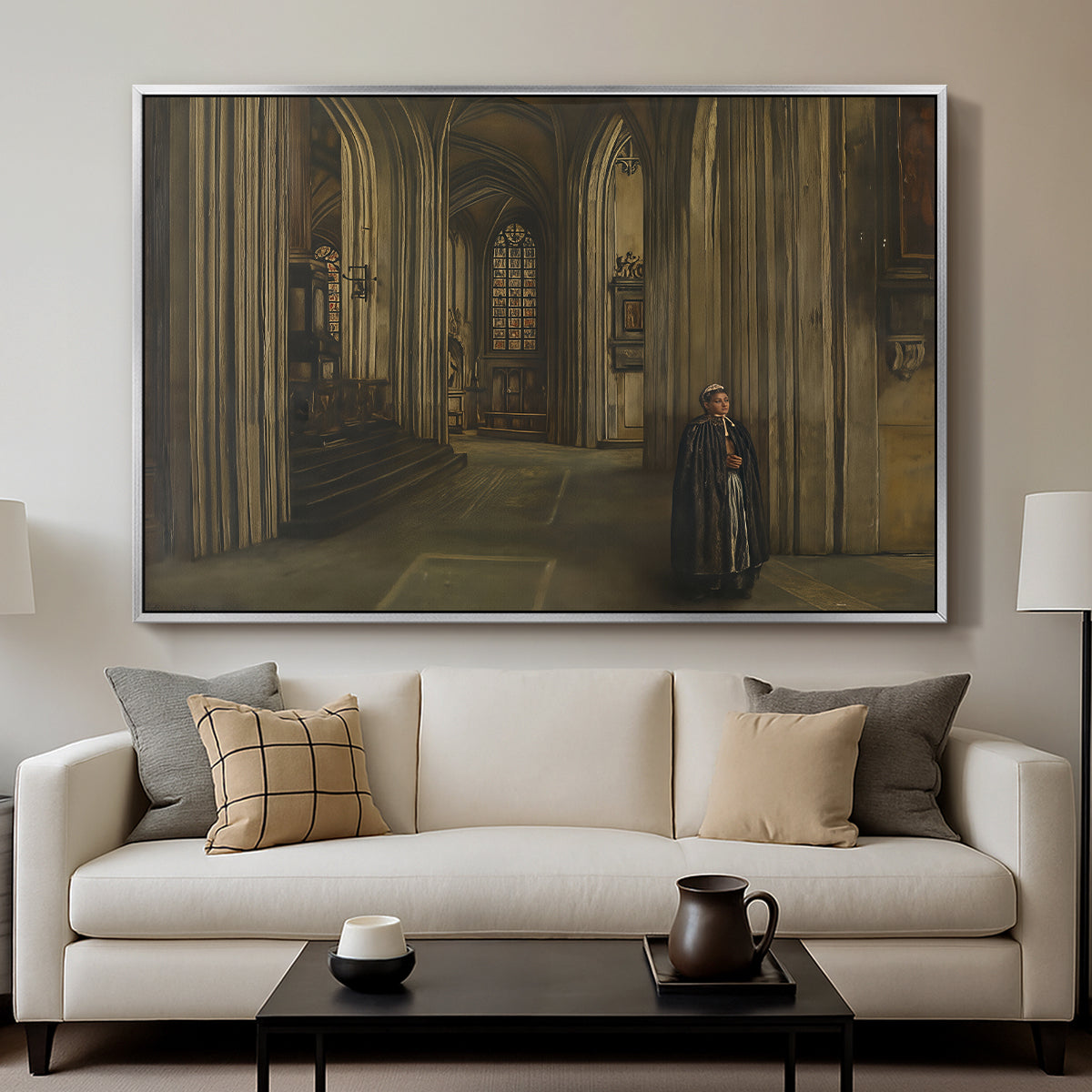 Interior of a Church, 1871 - Floater Framed Canvas Print
