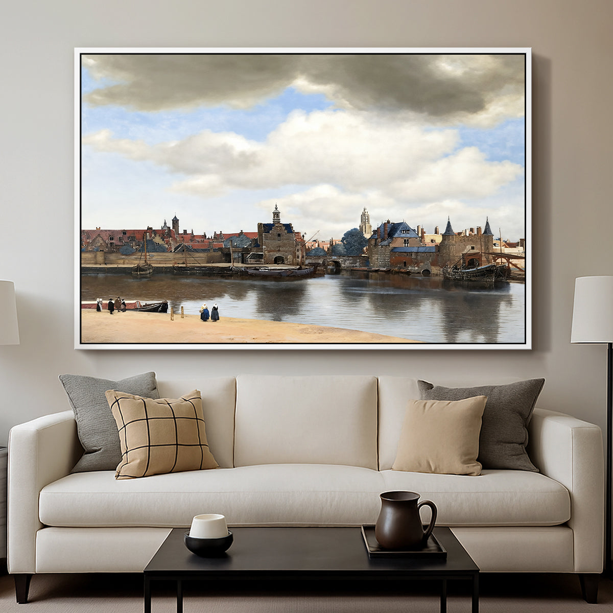 View of Delft, c. 1660-1661 - Floater Framed Canvas Print