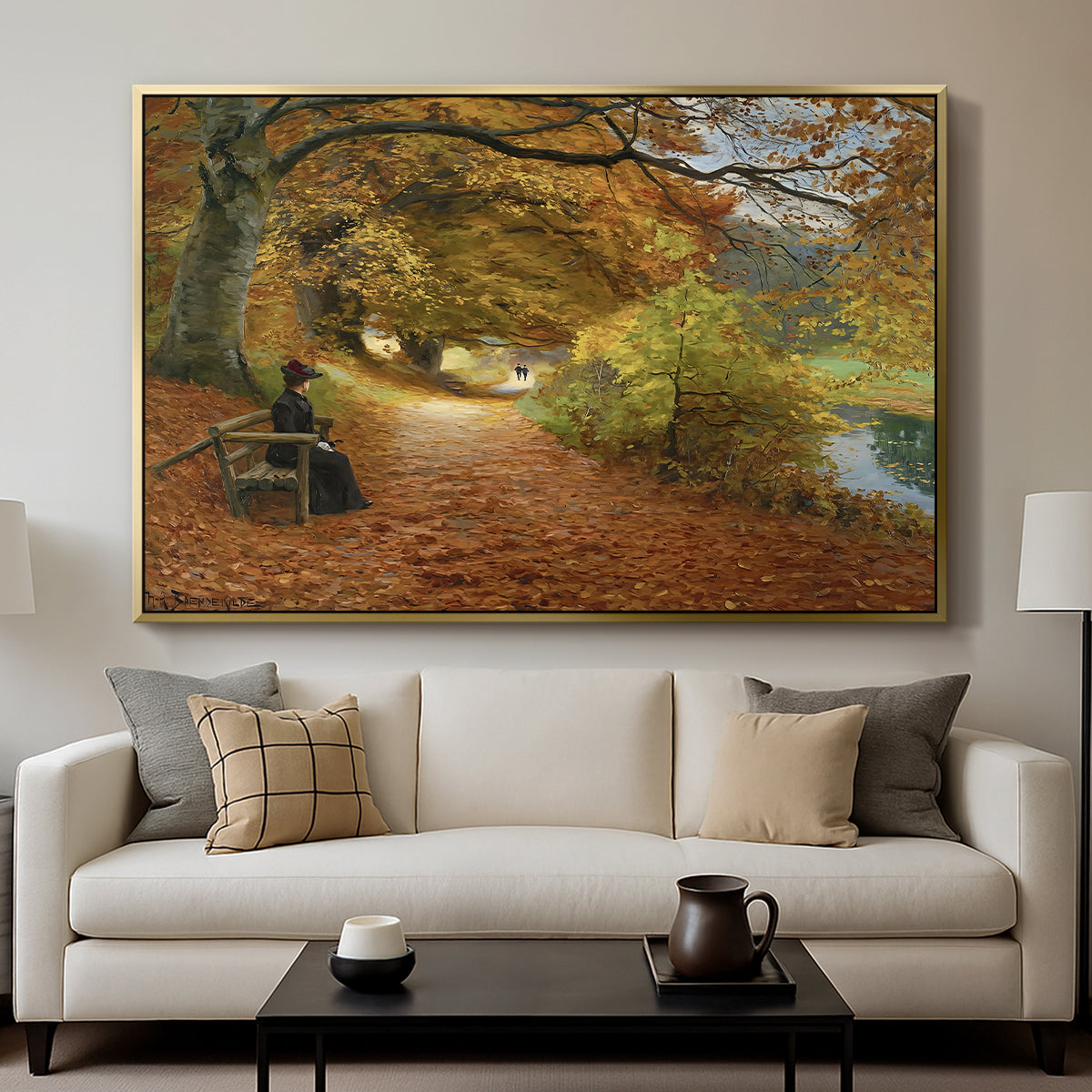 A Wooded Path in Autumn, 1902 - Floater Framed Canvas Print