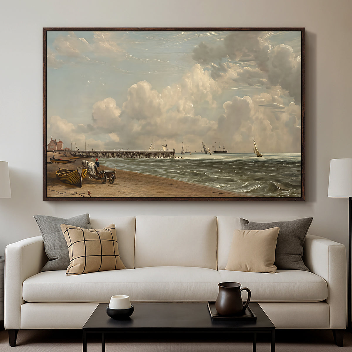 Yarmouth Jetty, 1822 - Floater Framed Canvas Print
