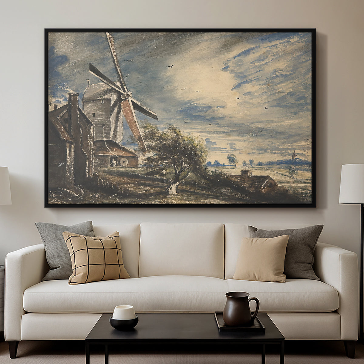A Mill Near Colchester, c. 1833 - Floater Framed Canvas Print