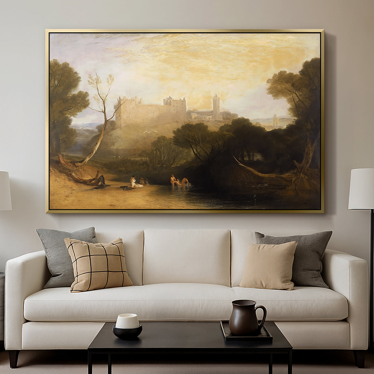 Linlithgow Palace, c. 1807 - Floater Framed Canvas Print
