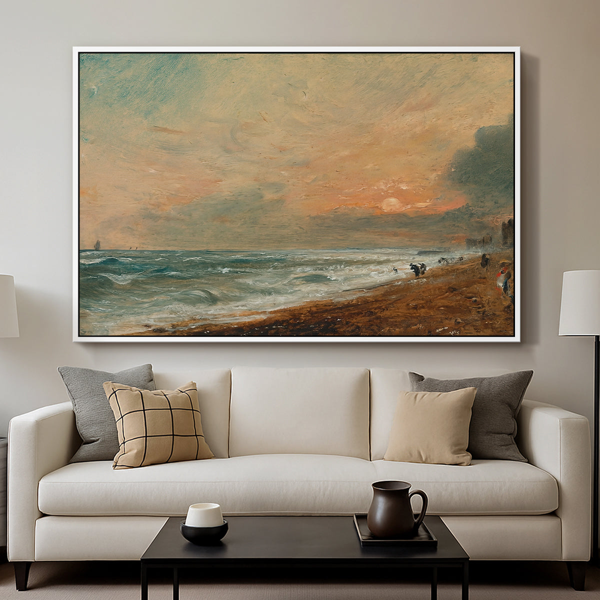 Hove Beach, c. 1824-1826 - Floater Framed Canvas Print