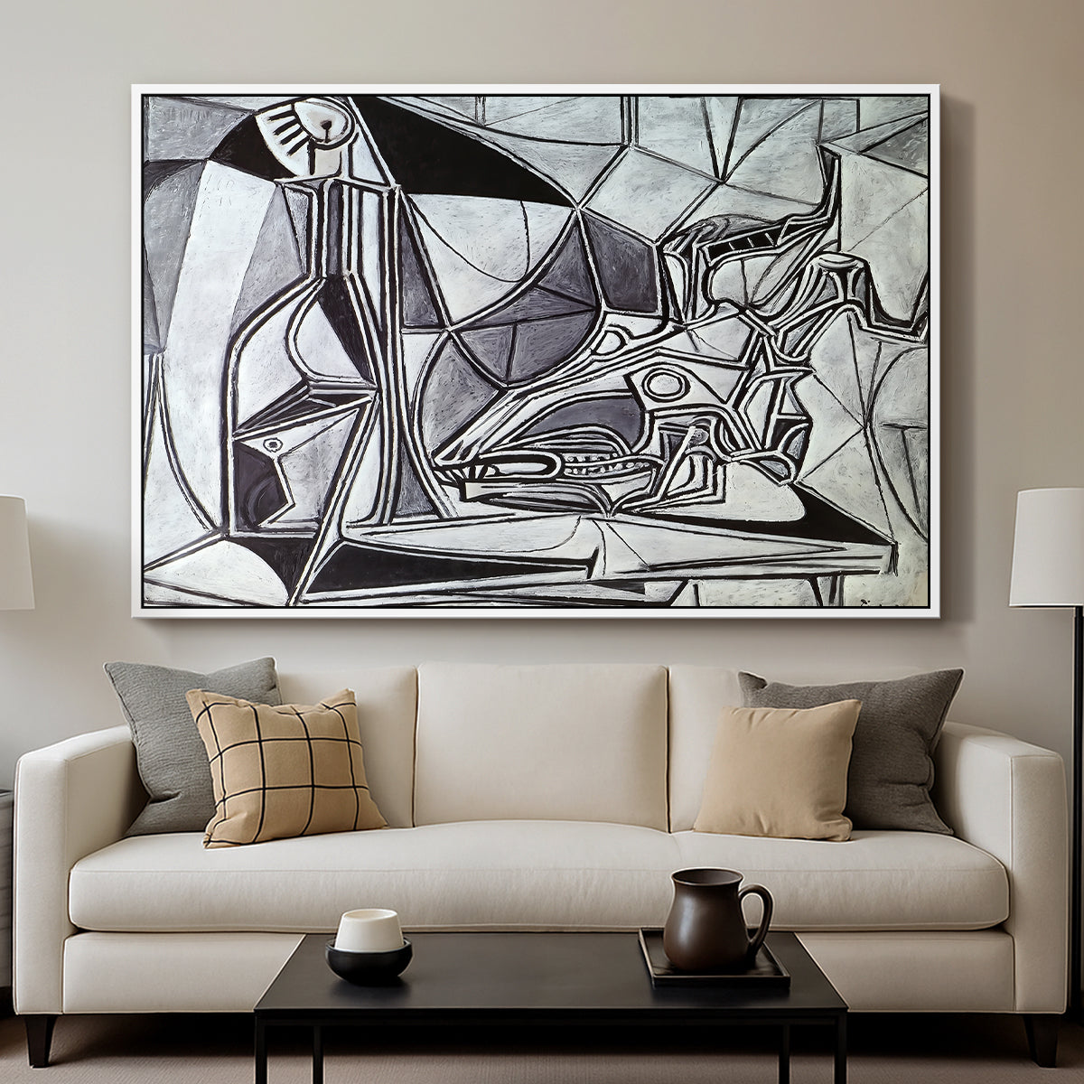 Goat's Skull, Bottle and Candle, 1952 - Floater Framed Canvas Print
