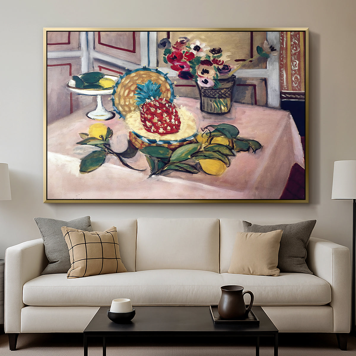 Still Life with Pineapple and Lemons, 1925 - Floater Framed Canvas Print