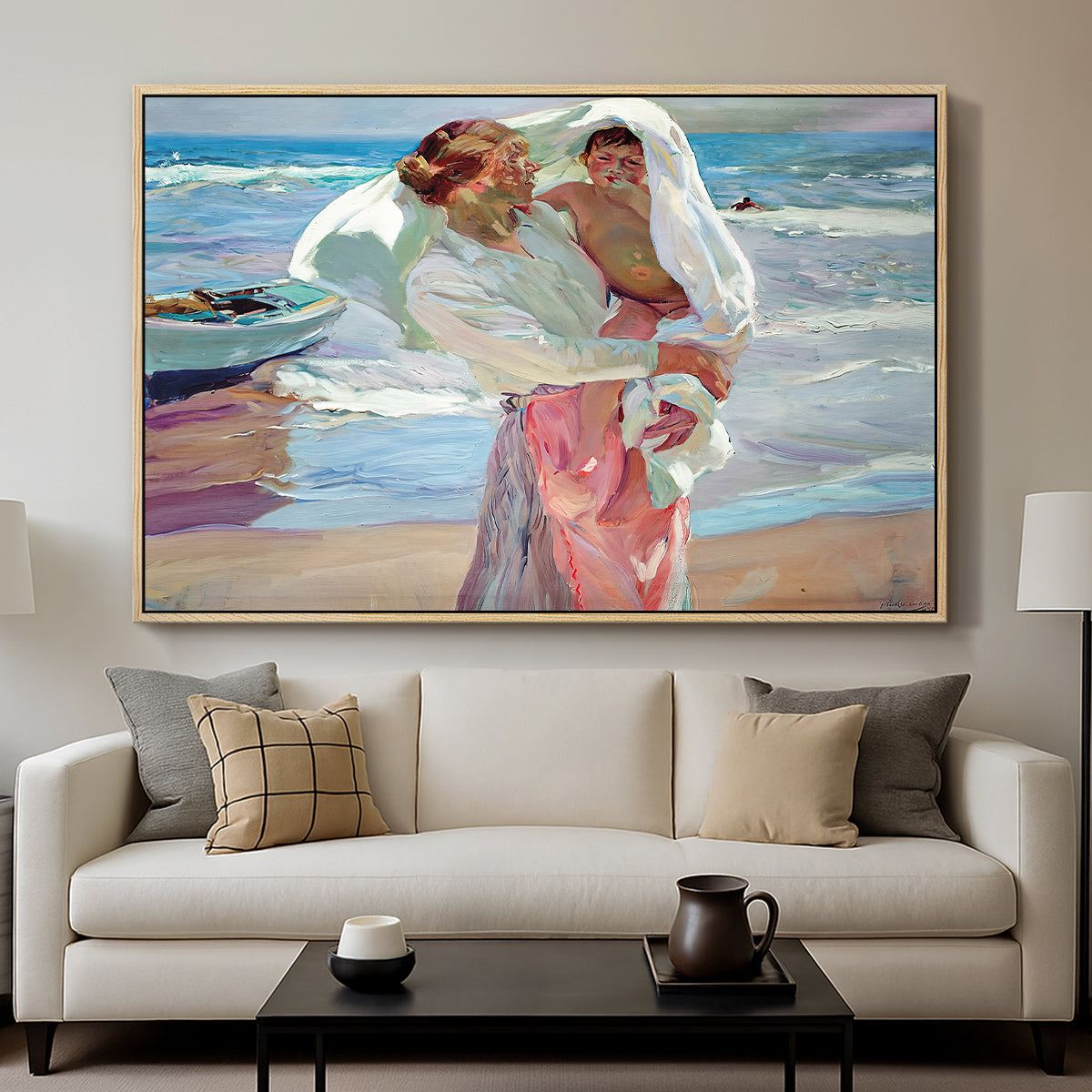 After Bathing, 1915 - Floater Framed Canvas Print