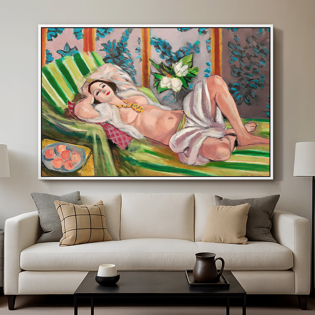 Odalisque Couchée Aux Magnolias, c. 1923 - Floater Framed Canvas Print