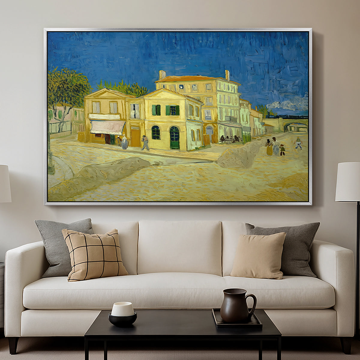 The Yellow House (The Street), 1888 - Floater Framed Canvas Print