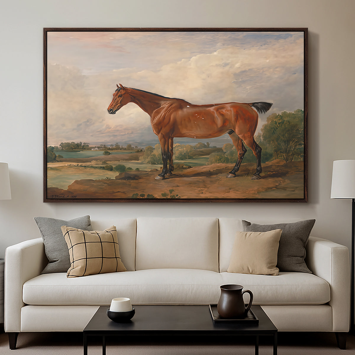 A Hunter in a Landscape, c. 1810 - Floater Framed Canvas Print