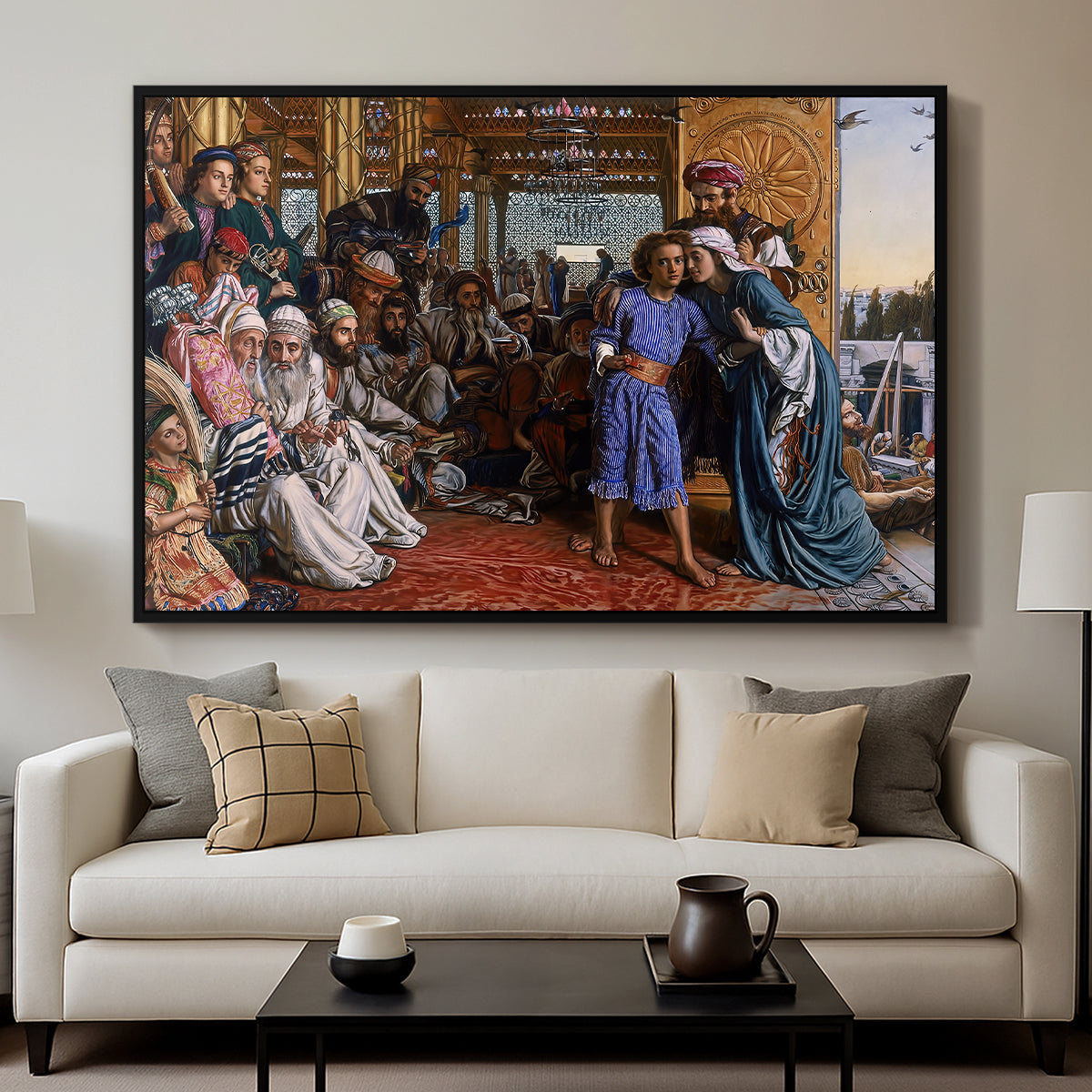 The Finding of the Saviour in the Temple, 1854-1860 - Floater Framed Canvas Print