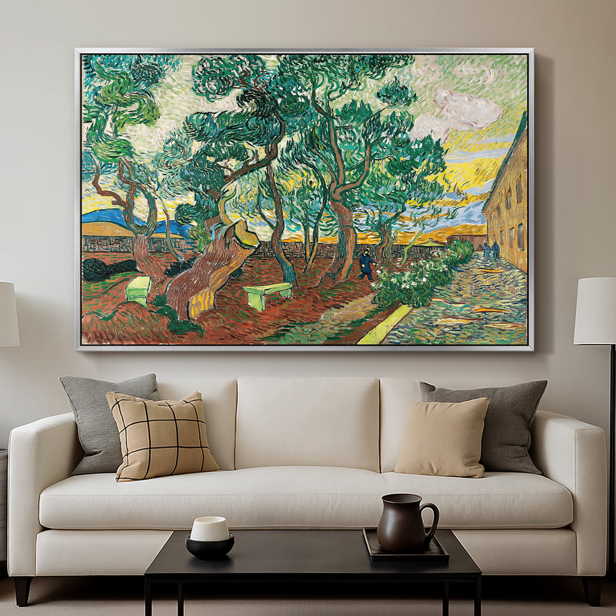 The Garden of Saint-Paul Hospital, 1889 - Floater Framed Canvas Print