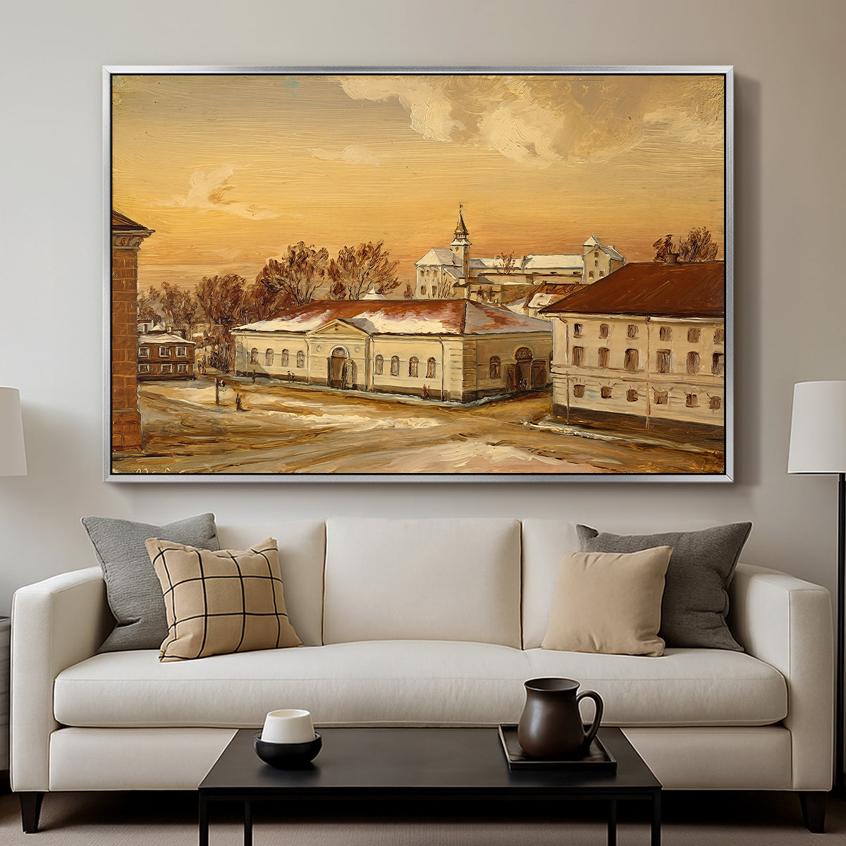 The Riding School at Akershus Castle, 1846 - Floater Framed Canvas Print