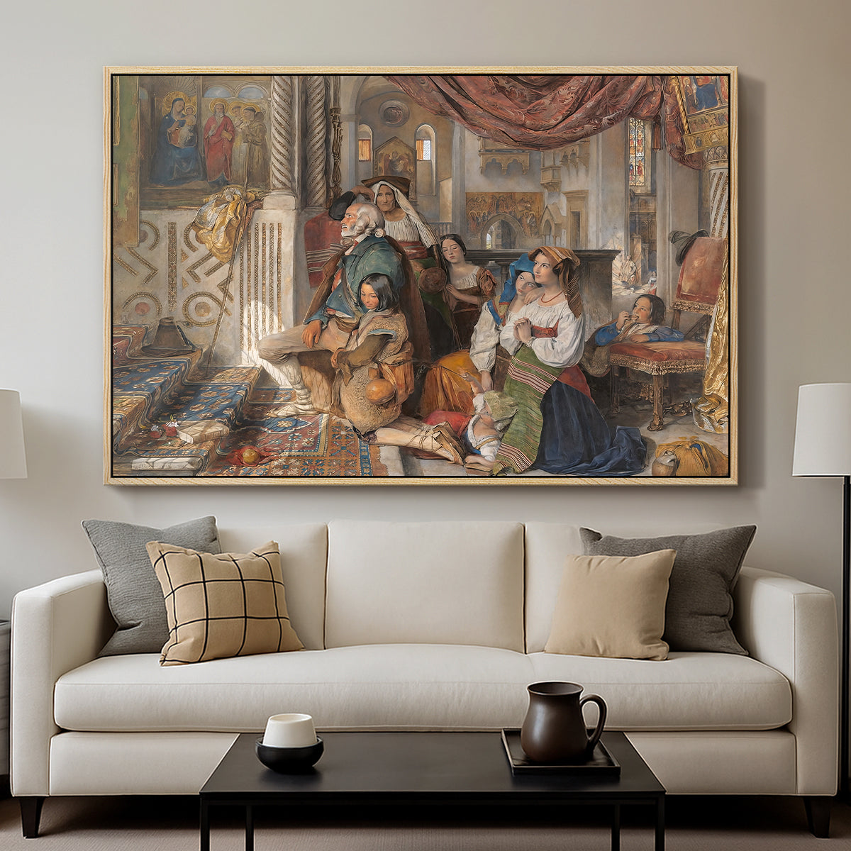 Roman Pilgrims, 1854 - Floater Framed Canvas Print