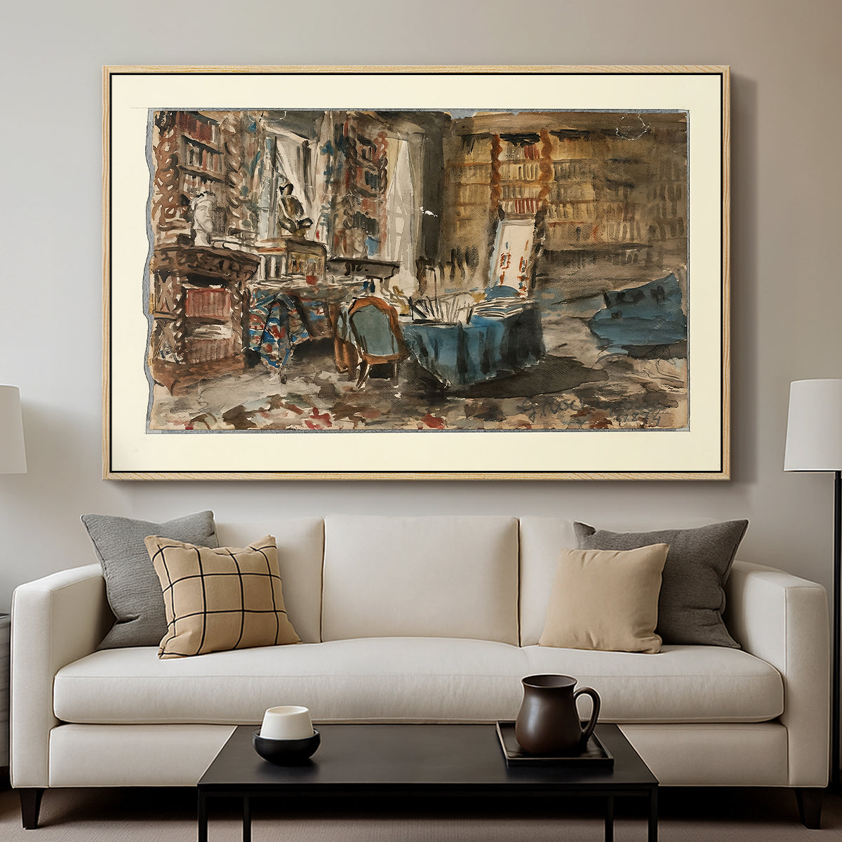Cabinet de Flaubert à Croisset, 1874 - Floater Framed Canvas Print