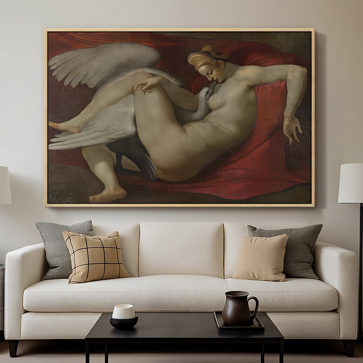 Leda and the Swan (16th-Century Version), c. 1530 - Floater Framed Canvas Print