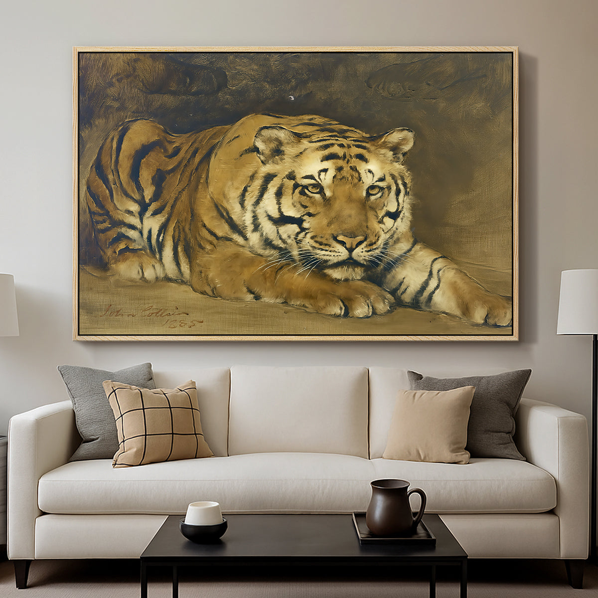 Study of a Tiger for Circe, 1885 - Floater Framed Canvas Print