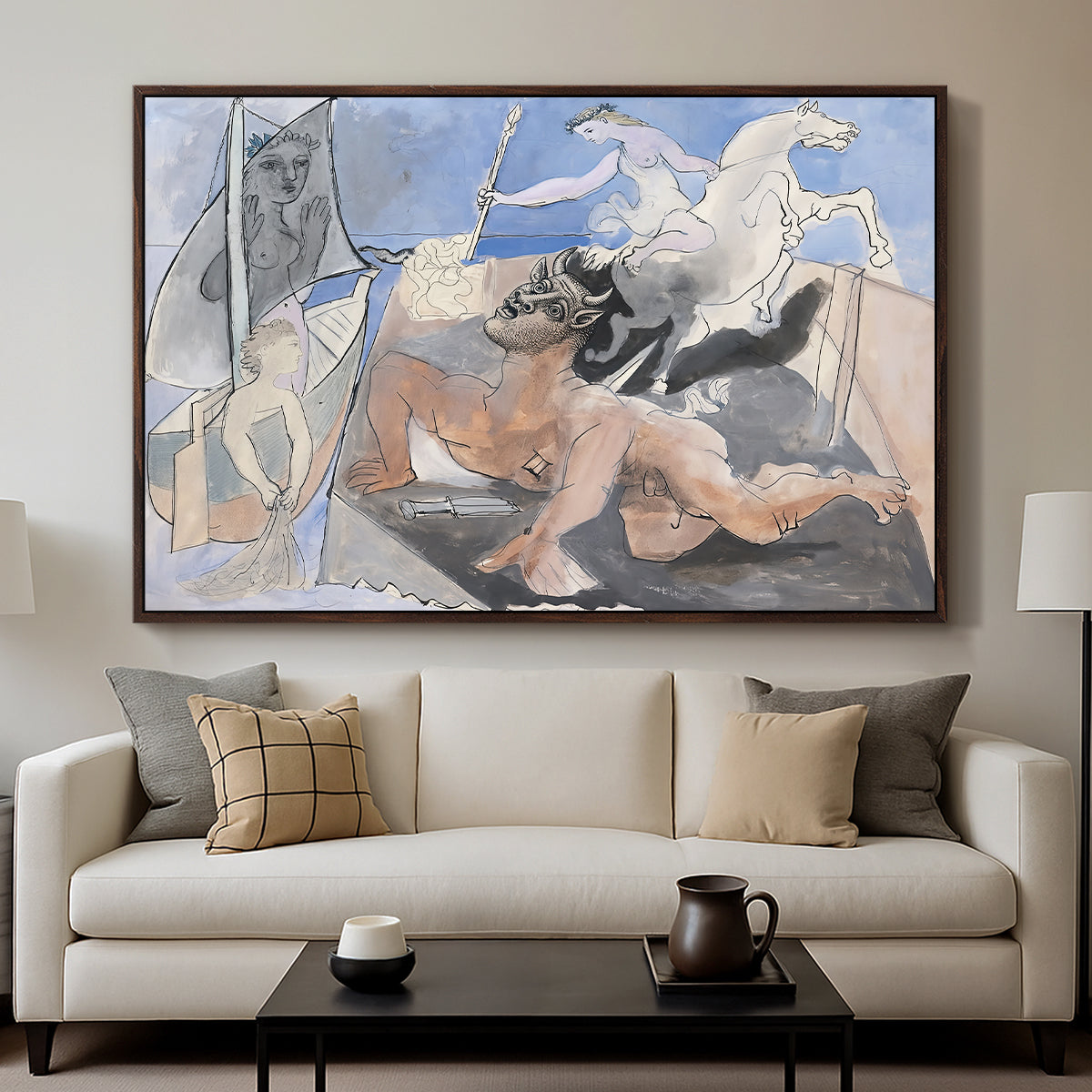 Composition with Minotaur, 1936 - Floater Framed Canvas Print