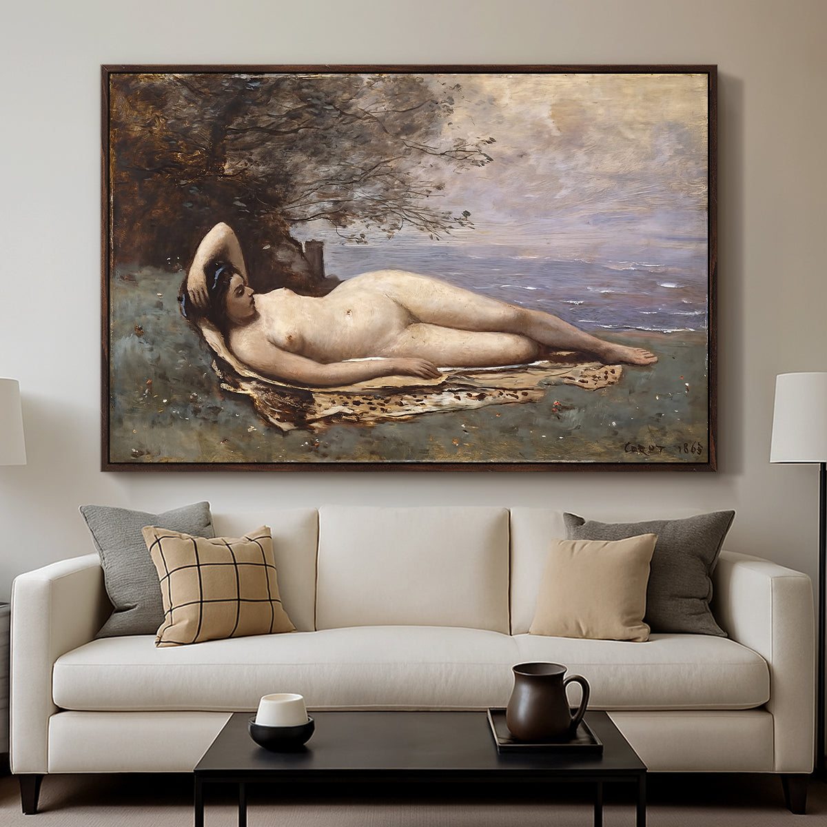 Bacchante by the Sea, 1865 - Floater Framed Canvas Print