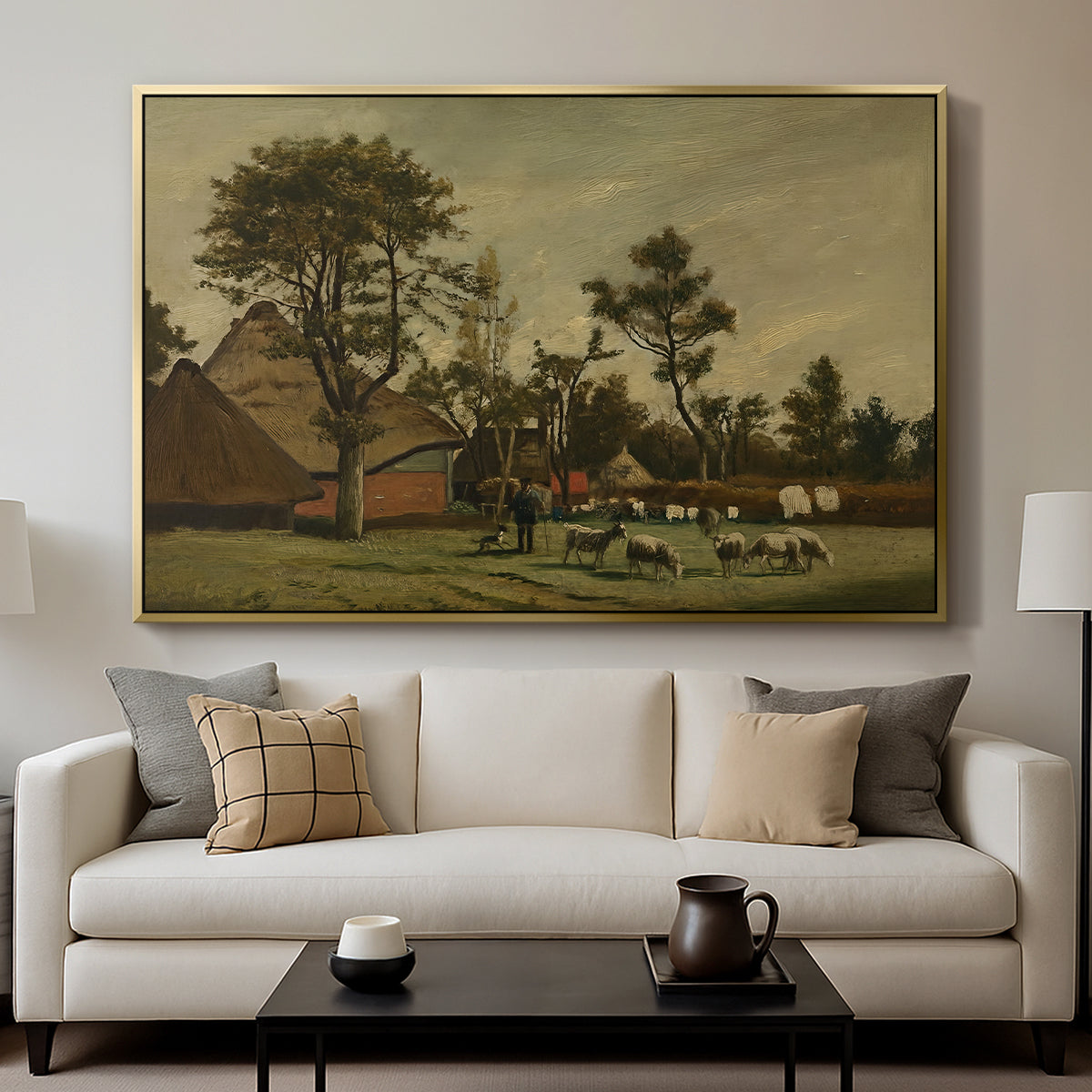 Farmhouse, c. 1865-1875 - Floater Framed Canvas Print