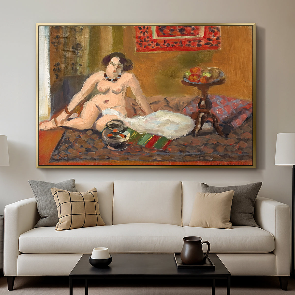 Nude with Goldfish (Nu aux poissons rouges), c. 1922 - Floater Framed Canvas Print