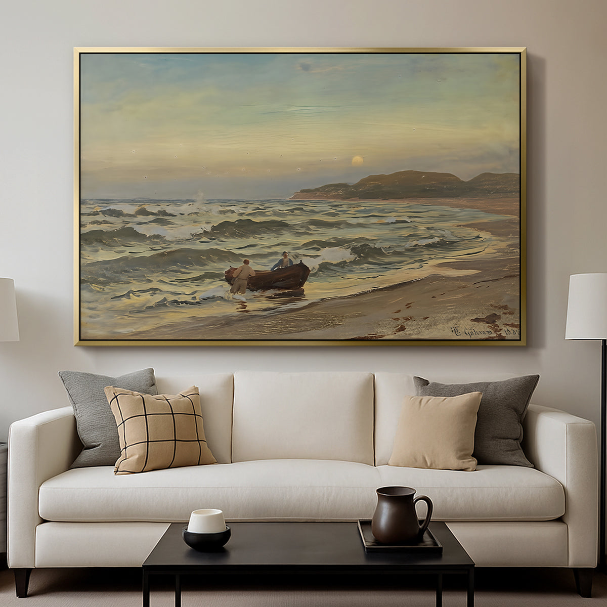 Storm at Rügen, 1882 - Floater Framed Canvas Print