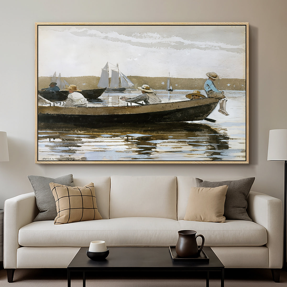 Boys in a Dory, 1873 - Floater Framed Canvas Print