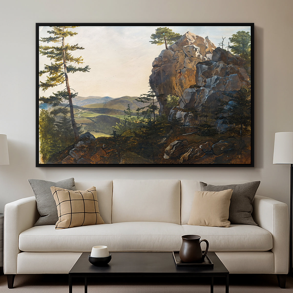 Landscape with the Balbersteine near Miesenbach, 1839 - Floater Framed Canvas Print