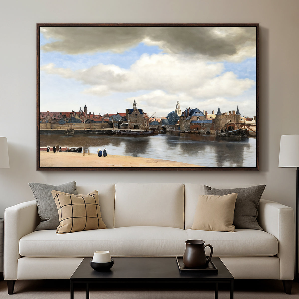 View of Delft, c. 1660-1661 - Floater Framed Canvas Print