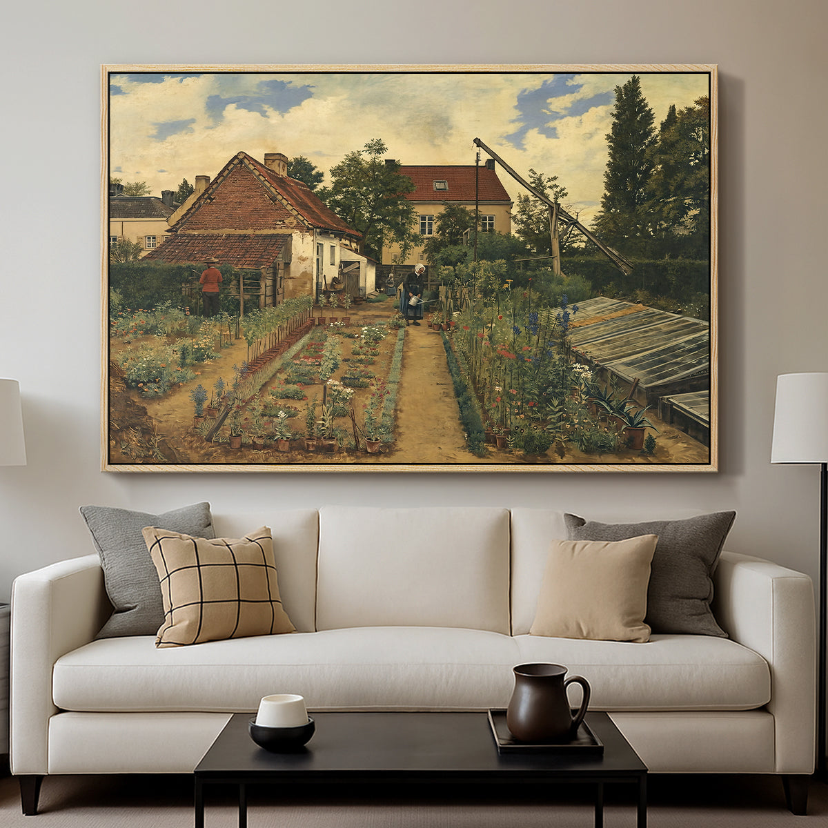 Garden of a Florist (The Flower Garden), 1864 - Floater Framed Canvas Print